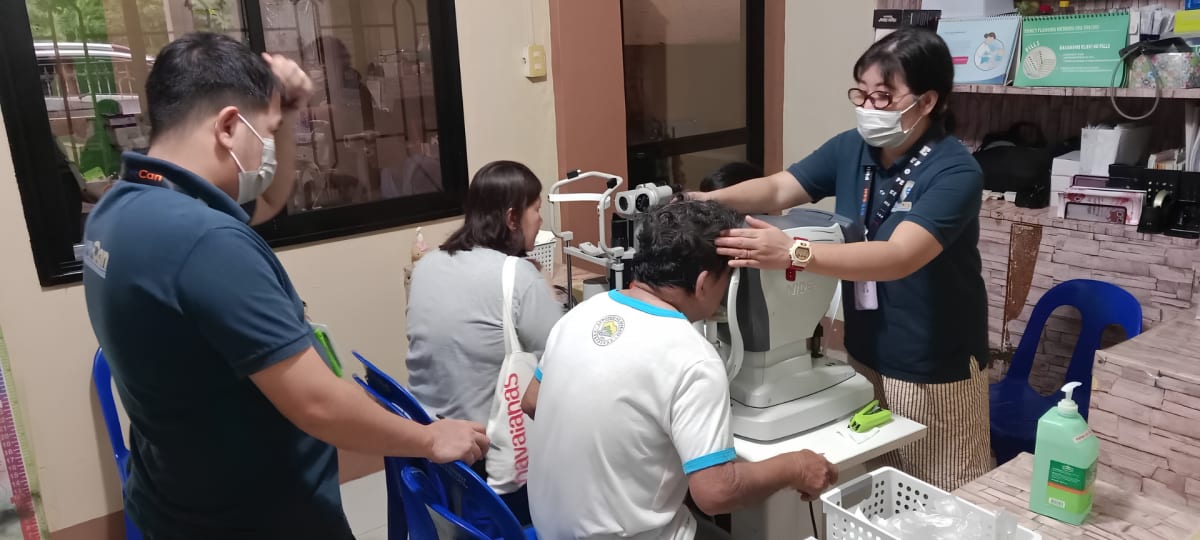 Vision check during the Eye Can Cataract Medical Mission in Santa Maria, Bulacan